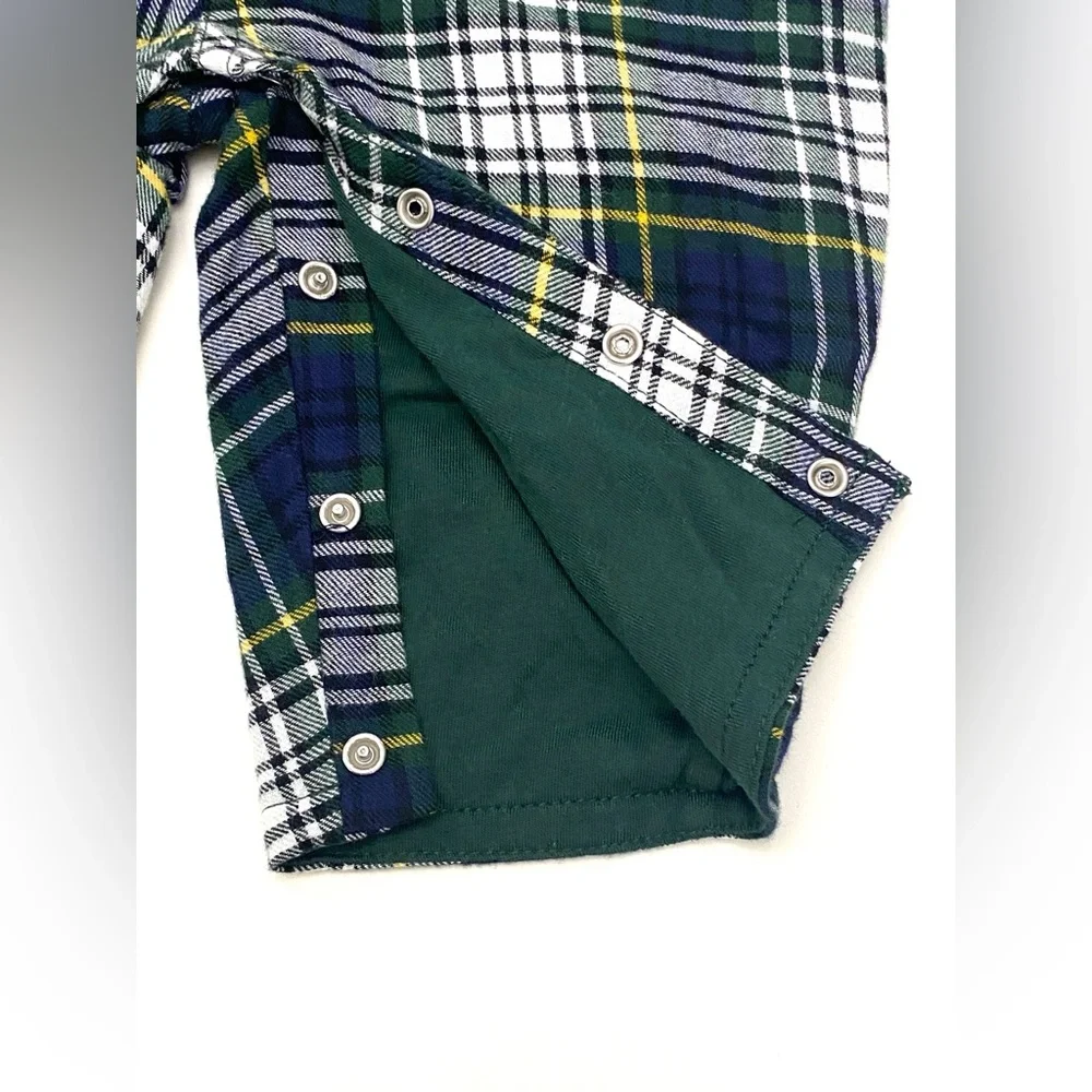 Baby Gap Baby/Toddler Plaid Flannel Bear Pocket One-Piece Jumper